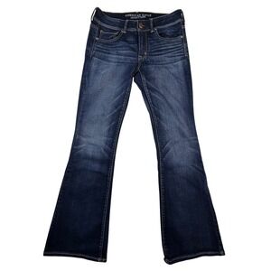 American Eagle Kick Boot Jeans Womens 8 31 Dark Wash Super Stretch Denim Flare